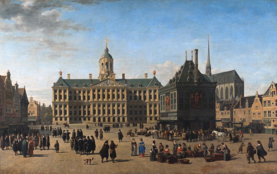 The Dam in Amsterdam, by Gerrit Adriaensz Berckheyde Painting of The Dam by Gerrit Adriaensz Berckheyde